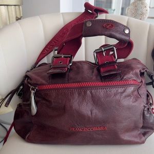 FRANCESCO BIASIA Burgundy Leather Shoulder Bag
